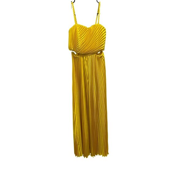 Alice + Olivia $595 Accordion Wide Leg Cut Out Yellow Jumpsuit Sz 6 NWT - Picture 4 of 8